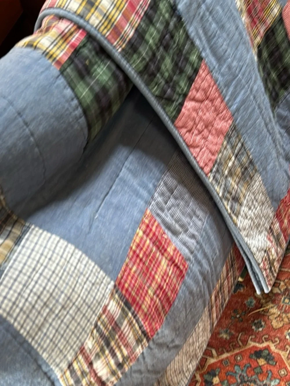 Patchwork handmade Quilt denim and flannel twin/full
